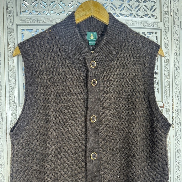 Robert Talbott Made In Italy Brown Textured Wool Alpaca Blend Sweater Vest Sz M - Picture 3 of 6